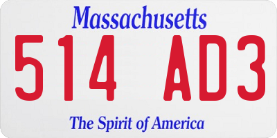 MA license plate 514AD3