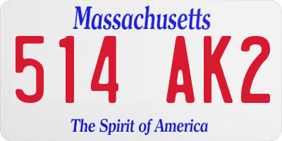 MA license plate 514AK2