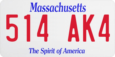 MA license plate 514AK4