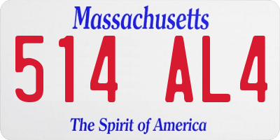 MA license plate 514AL4