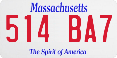 MA license plate 514BA7