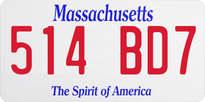 MA license plate 514BD7