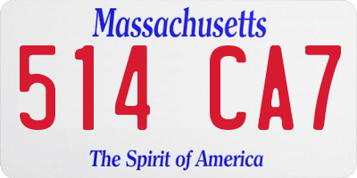 MA license plate 514CA7