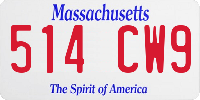 MA license plate 514CW9