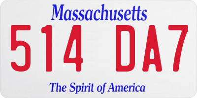 MA license plate 514DA7