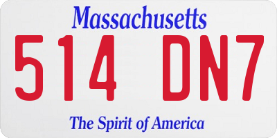 MA license plate 514DN7