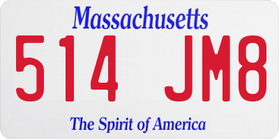 MA license plate 514JM8