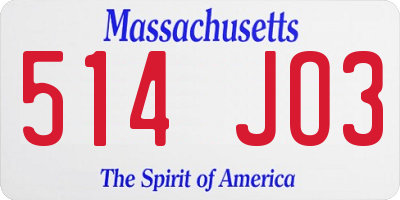 MA license plate 514JO3