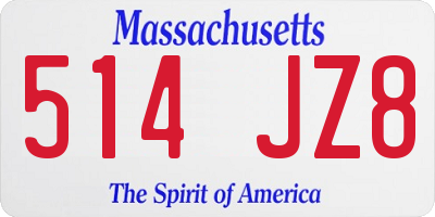 MA license plate 514JZ8