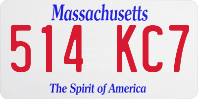 MA license plate 514KC7