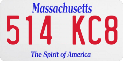 MA license plate 514KC8