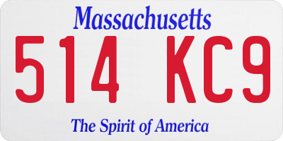 MA license plate 514KC9