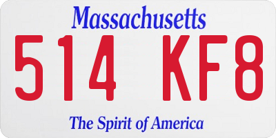 MA license plate 514KF8