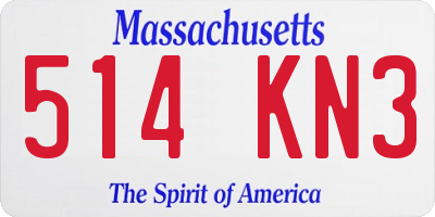 MA license plate 514KN3