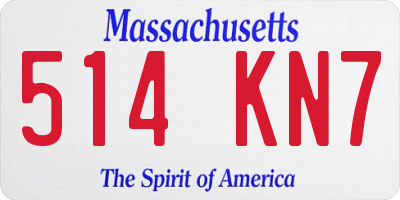 MA license plate 514KN7