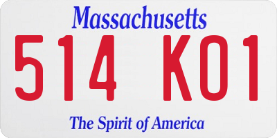 MA license plate 514KO1