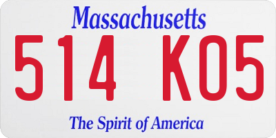 MA license plate 514KO5