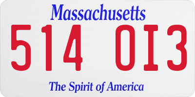 MA license plate 514OI3