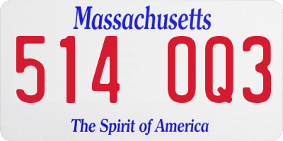 MA license plate 514OQ3