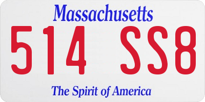 MA license plate 514SS8