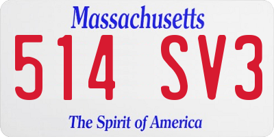 MA license plate 514SV3