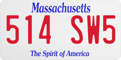 MA license plate 514SW5