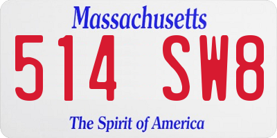 MA license plate 514SW8