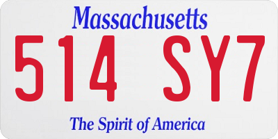MA license plate 514SY7