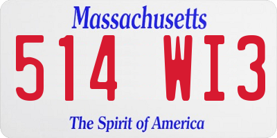 MA license plate 514WI3