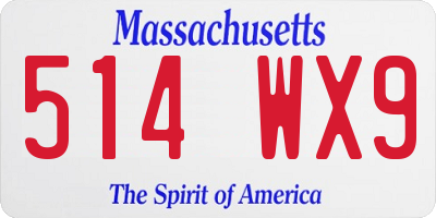 MA license plate 514WX9