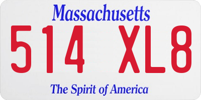 MA license plate 514XL8