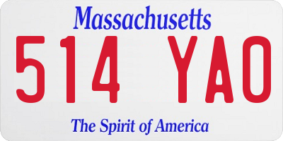 MA license plate 514YA0