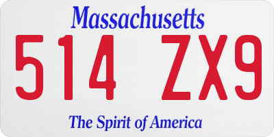 MA license plate 514ZX9