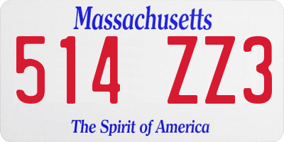 MA license plate 514ZZ3