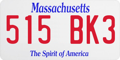 MA license plate 515BK3