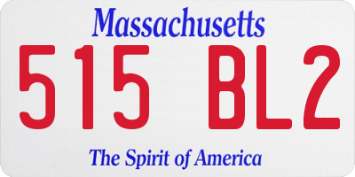 MA license plate 515BL2