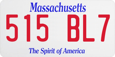 MA license plate 515BL7