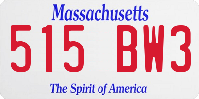 MA license plate 515BW3