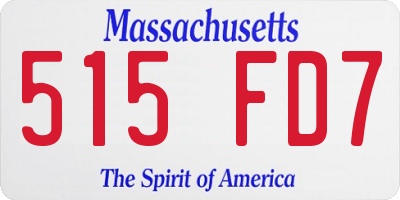 MA license plate 515FD7