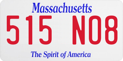MA license plate 515NO8