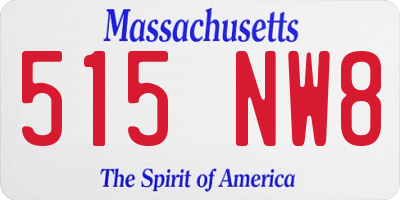 MA license plate 515NW8