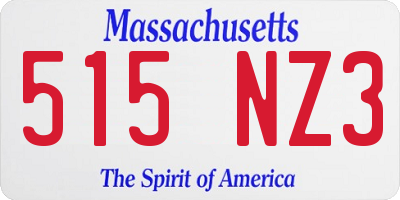 MA license plate 515NZ3