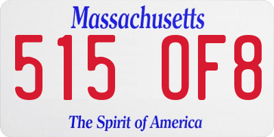 MA license plate 515OF8