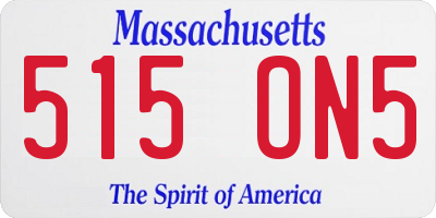 MA license plate 515ON5