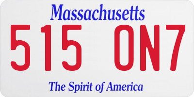 MA license plate 515ON7