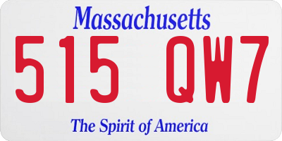 MA license plate 515QW7