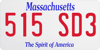 MA license plate 515SD3
