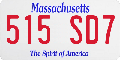 MA license plate 515SD7