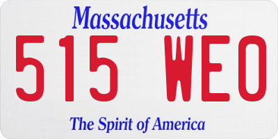 MA license plate 515WE0