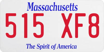 MA license plate 515XF8